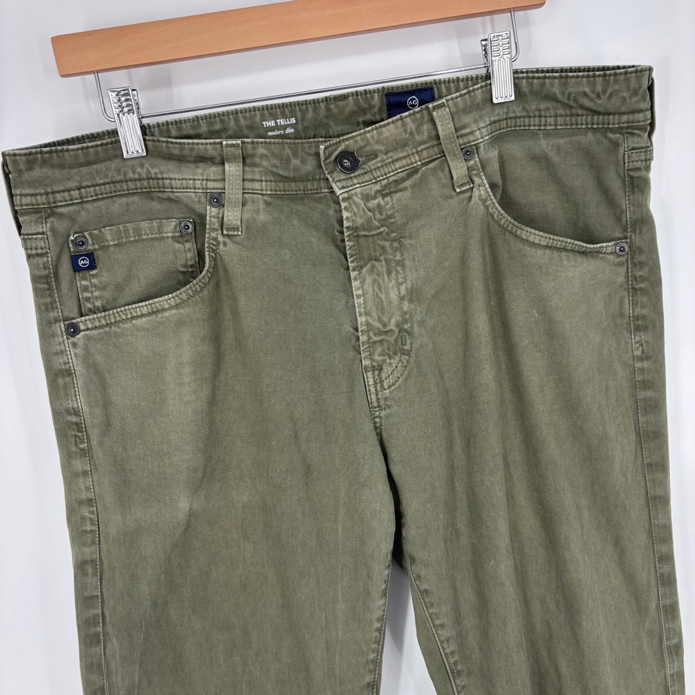 AG Adriano Goldschmied The Tellis Modern Slim Pants Mens 36x34 Olive Green Chino